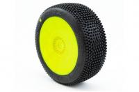 Tires - 1/8 Buggy - mounted - Yellow wheels - 17mm Hex - HOT DICE V2 C2 (SOFT) (2 pcs)