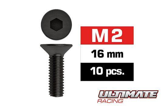 Ultimate Racing - UR161216 - Viti - Testa Svasata - Hex (Allen) - M2 x 16mm (10 pzi)