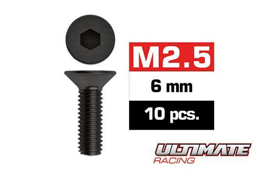 Ultimate Racing - UR1612506 - Viti - Testa Svasata - Hex (Allen) - M2.5 x 6mm (10 pzi)