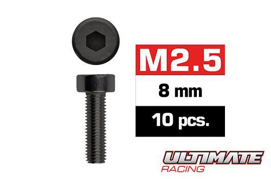 Ultimate Racing - UR1632508 - Screws - Cap Head - Hex (Allen) - M2.5 x 8mm (10 pcs)