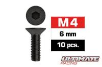 Screws - Flat Head - Hex (Allen) - M4 x  6mm (10 pcs)