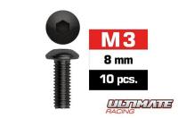 Screws - Button Head - Hex (Allen) - M3 x  8mm (10 pcs)